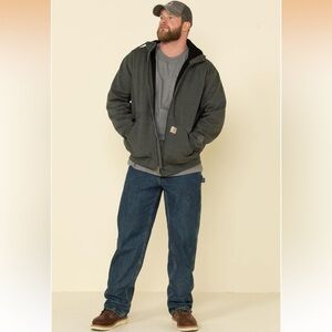 NWT- Carhart- Sz Large- Carbon Grey- Rain Defender Thermal/Sherpa Zip-Up Hoodie